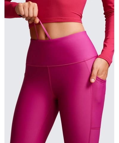 Thermal Fleece Lined Leggings Women 25'' - High Waisted Winter Workout Hiking Pants with Pockets Warm Running Tights Magenta ...