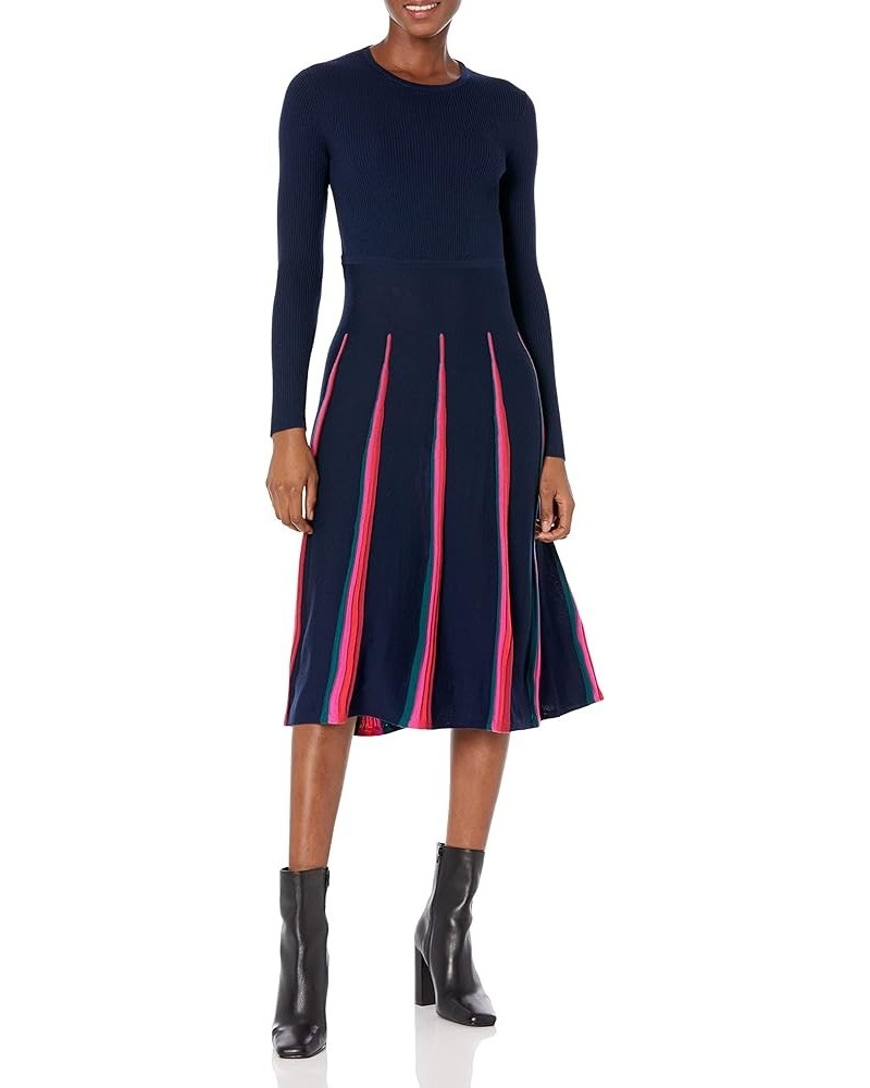 Women's Pleated Sweater Dress Indigo Multi $53.92 Dresses