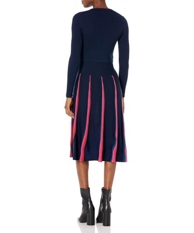 Women's Pleated Sweater Dress Indigo Multi $53.92 Dresses