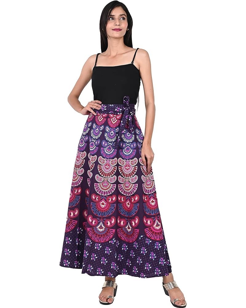 Wrap Around Skirts Long from India Cotton Women's Beach Clothing Purple 1 $17.39 Skirts