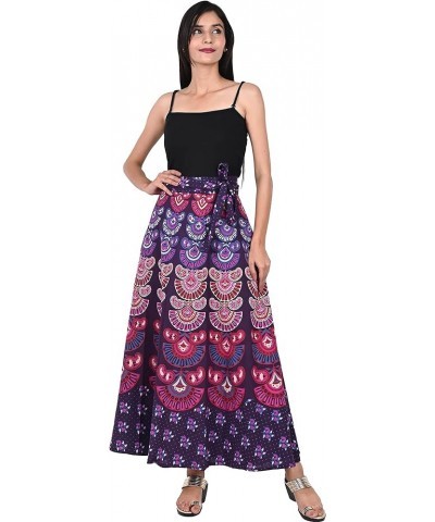 Wrap Around Skirts Long from India Cotton Women's Beach Clothing Purple 1 $17.39 Skirts