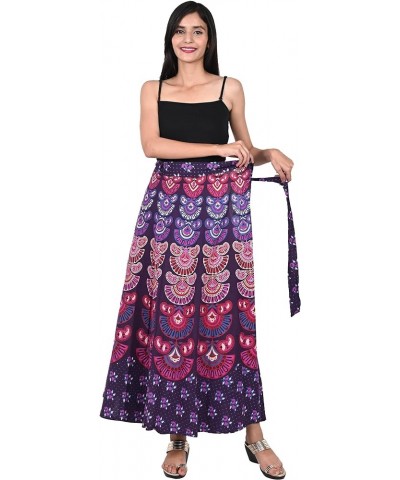 Wrap Around Skirts Long from India Cotton Women's Beach Clothing Purple 1 $17.39 Skirts