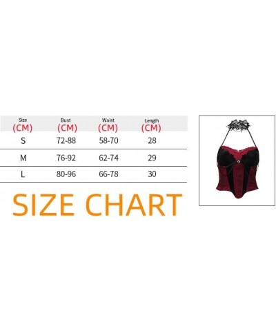 Women's Black Mall Goth Crop Top Gothic Skull Punk Lace Cami Clubwear Sexy Tank Tops Ruffles Backless Vest Red Halter Top Shi...