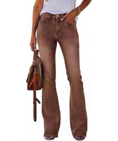 Womens High Waisted Jeans Flare Stretch Boyfriend Bootcut Casual Denim Pants Brown $29.14 Jeans