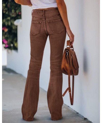 Womens High Waisted Jeans Flare Stretch Boyfriend Bootcut Casual Denim Pants Brown $29.14 Jeans