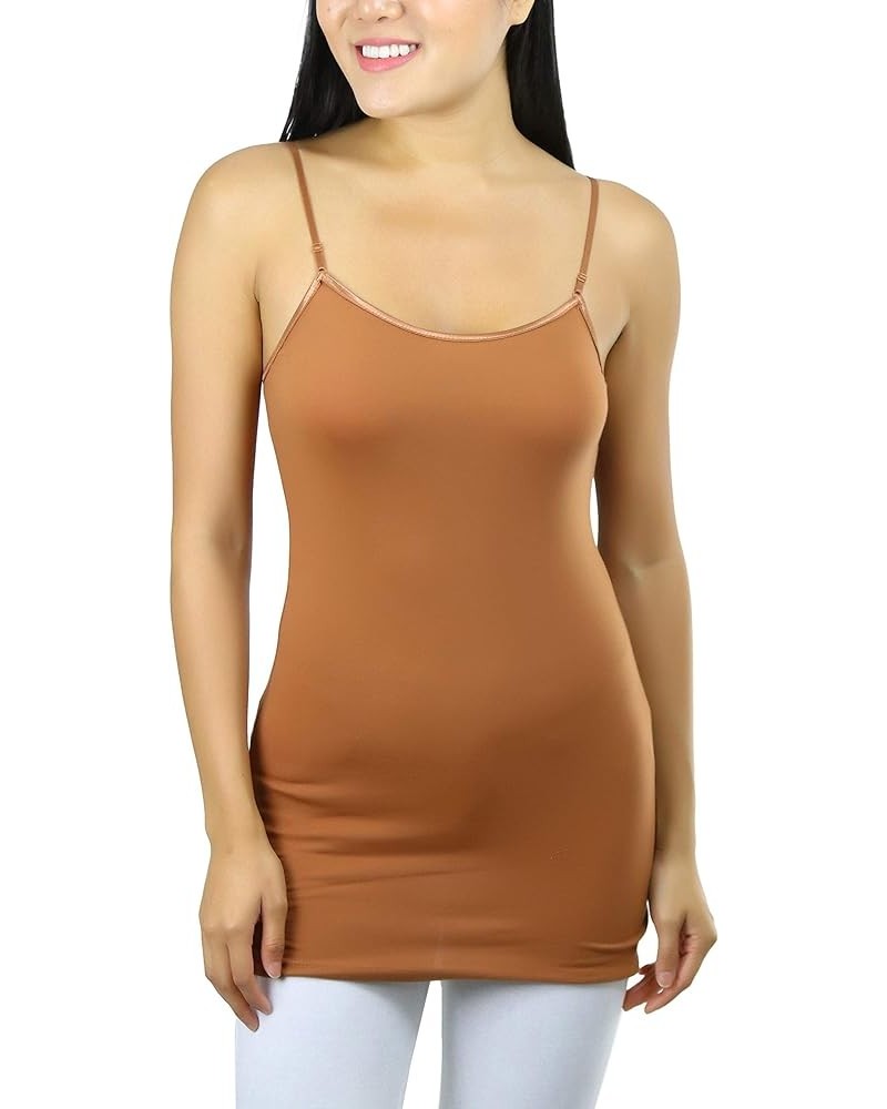 Women's Long Tank Top w/Adjustable Spaghetti Straps Burnt Sienna $9.41 Tanks