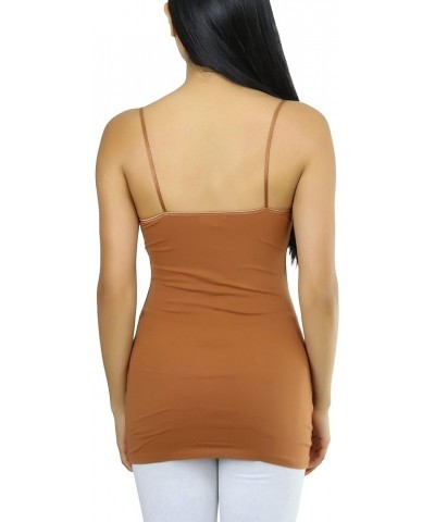 Women's Long Tank Top w/Adjustable Spaghetti Straps Burnt Sienna $9.41 Tanks