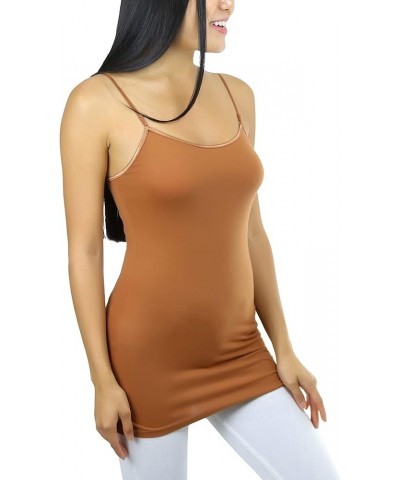 Women's Long Tank Top w/Adjustable Spaghetti Straps Burnt Sienna $9.41 Tanks