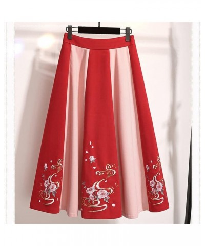 Chinese Embroidery Thin Coat Women's Coat Woolen Spring Cheongsam Hanfu Skirt (Color : Auburn, Size : L 50kg-57kg) 5XL 90kg-1...