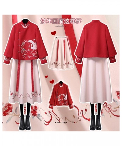 Chinese Embroidery Thin Coat Women's Coat Woolen Spring Cheongsam Hanfu Skirt (Color : Auburn, Size : L 50kg-57kg) 5XL 90kg-1...