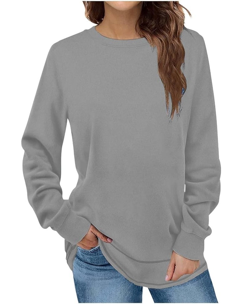 Sweatshirt for Women Fleece Crewneck Sweatshirts Casual Long Sleeve Tunic Tops for Leggings Trendy 2024 A02-gray $5.69 T-Shirts