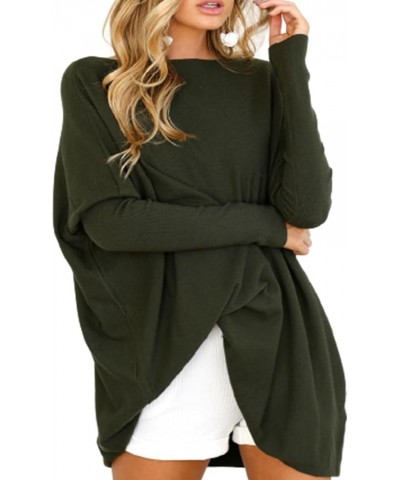 Sweaters for Women Long Dolman Sleeve Boat Neck Tunic Tops 2023 Fall Baggy Slouchy Pullover Sweaters Winter Fashion Army Gree...