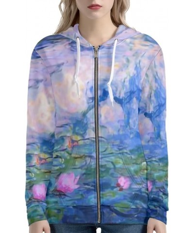 Zip Up Women's Hoodies & Sweatshirts XS-5XL Monet Lotus $12.82 Hoodies & Sweatshirts