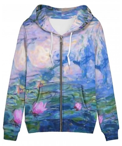 Zip Up Women's Hoodies & Sweatshirts XS-5XL Monet Lotus $12.82 Hoodies & Sweatshirts