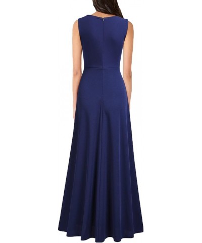 Women's V Neck Sleeveless Split Formal Dress Cocktail Party Prom Long Dresses Navy Blue $28.60 Dresses