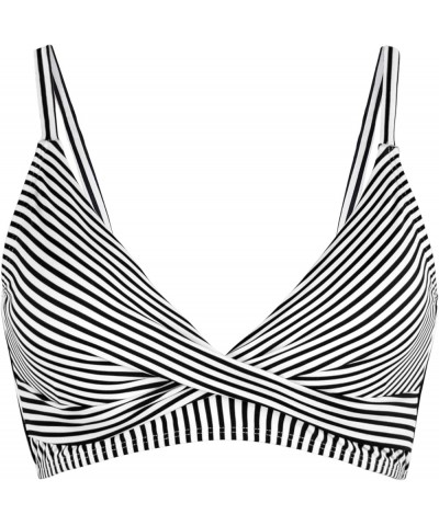 Women's Push Up Sexy V Neck Adjustable Twist Ruced Front Bikini Swimsuit Top Only Stripe $15.19 Swimsuits