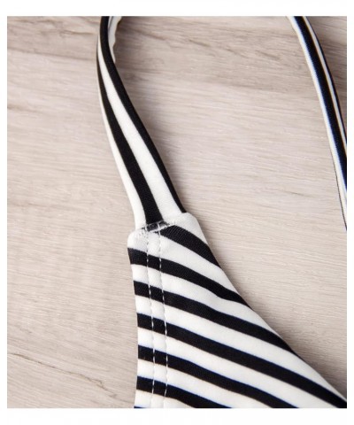 Women's Push Up Sexy V Neck Adjustable Twist Ruced Front Bikini Swimsuit Top Only Stripe $15.19 Swimsuits