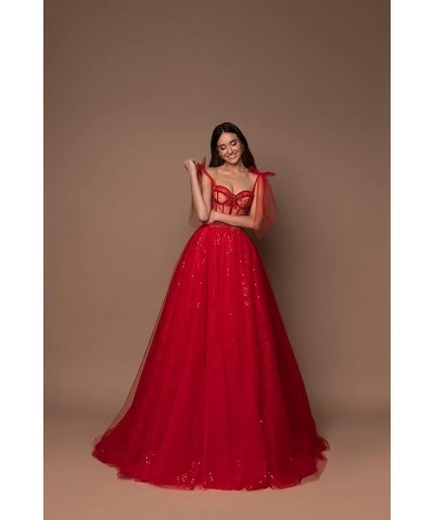 Women's Sweetheart Sequin Evening Dress Spaghetti Strap Prom Dresses Ching $47.47 Dresses