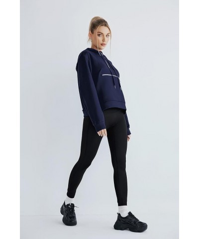 Women's Thin Tunic Hoodies Long Sleeve Zip Up Sweatshirts Pullover Blouse Tops Style2 - Navy $10.58 Hoodies & Sweatshirts