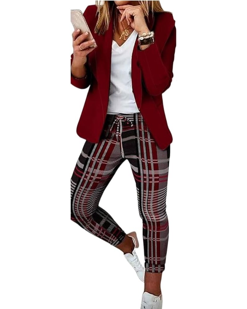 2 Piece Outfits for Women Business Blazer Pant Suit Set for Work Casual Classic Open Front Suits Set Cardigan Jacket Multicol...