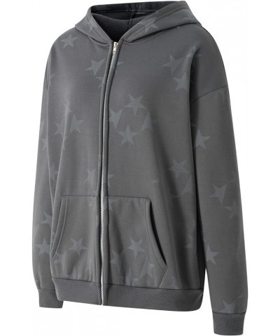 ​Women Y2k Zip Up Hoodies Star Graphic Long Sleeve Jackets Hip Hop Harajuku Oversized Hooded Sweatshirt B Dark Gray $16.23 Ho...