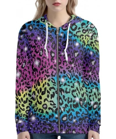 Women Y2K Hoodie Zip Up Sweatshirt Vintage Jackets Hooded Cardigan 0 Leopard Print Rainbow $19.45 Hoodies & Sweatshirts