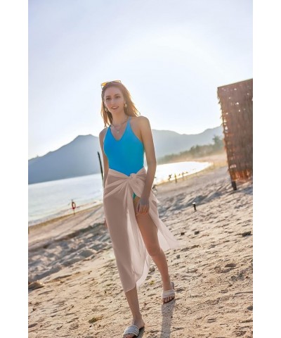 Women Sarong Swimsuit Coverups Chiffon Long Bikini Wraps Sheer Beach Bathing Suit Cover Up A-1 Piece Dark Khaki $11.59 Swimsuits