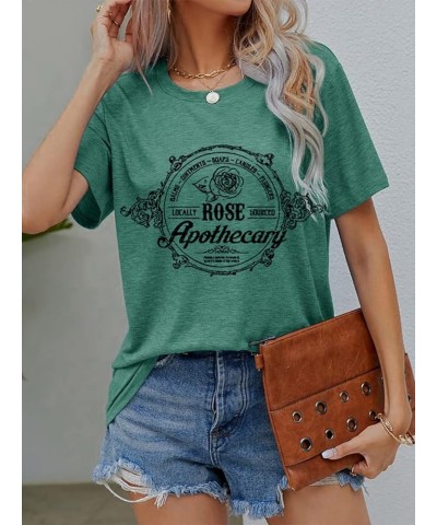 Vintage Shirt for Women Funny Motel Print T Shirt Loose Fitting Graphic Tees Short Sleeve Summer Tops B-green $9.85 T-Shirts