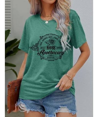 Vintage Shirt for Women Funny Motel Print T Shirt Loose Fitting Graphic Tees Short Sleeve Summer Tops B-green $9.85 T-Shirts