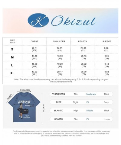 Men's Graphic Tees Shirt Unisex Vintage Oversize Shirts Summer Cotton Tee Streetwear Loose Casual Tops Aesthetic Blue $12.17 ...