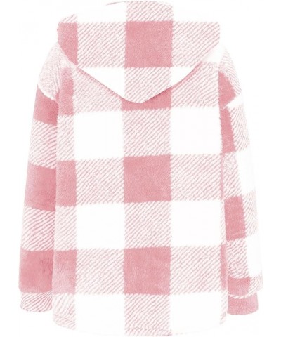 Women's Fleece Plaid Jacket Coats Casual Comfy Button Down Shacket Fuzzy Coat Warm Outwear Pink_03 Button Down Hoodies $9.91 ...