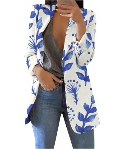 Womens Jackets Long-Sleeve Lapel Collar Stretch Jacket Suit Blazer Classic Fit Business Casual Boyfriend Blazer A-blue $10.97...