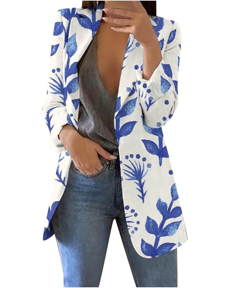 Womens Jackets Long-Sleeve Lapel Collar Stretch Jacket Suit Blazer Classic Fit Business Casual Boyfriend Blazer A-blue $10.97...