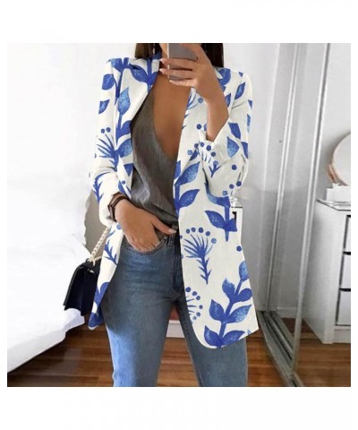 Womens Jackets Long-Sleeve Lapel Collar Stretch Jacket Suit Blazer Classic Fit Business Casual Boyfriend Blazer A-blue $10.97...