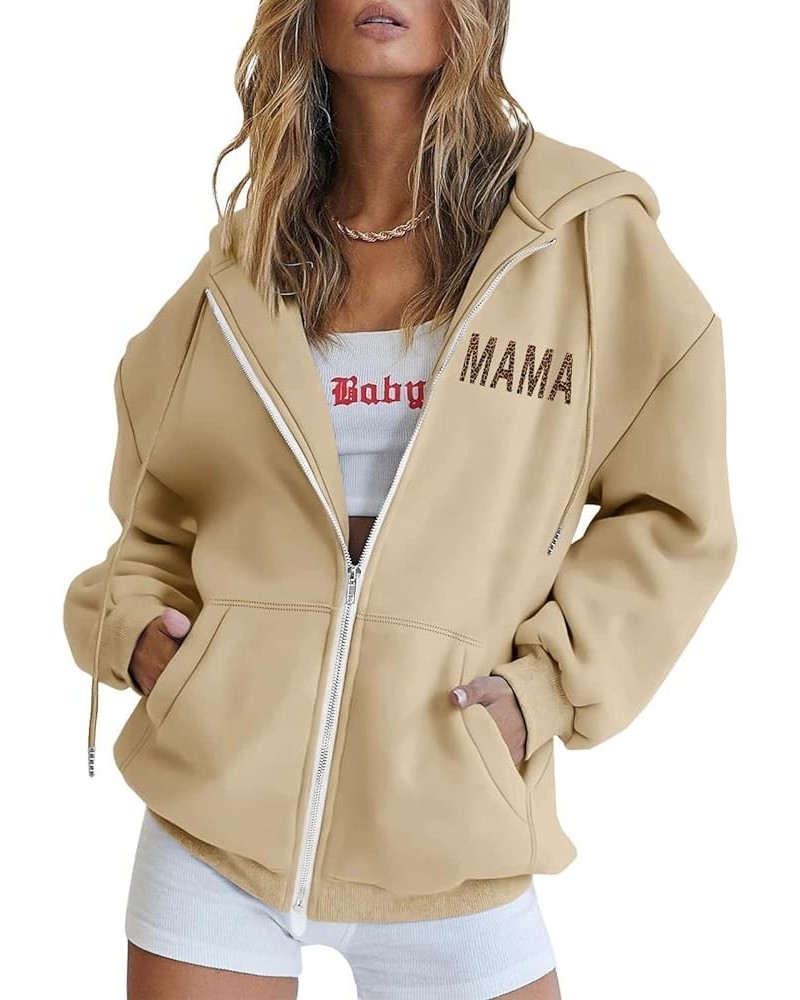 Women's Full Zip Up Hoodies Long Sleeve Hooded Sweatshirts Drawstring Lightweight Y2K Hoodie Jacket with Pockets F03-khaki $8...