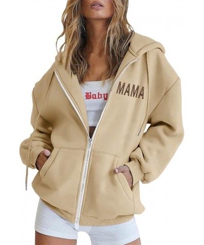 Women's Full Zip Up Hoodies Long Sleeve Hooded Sweatshirts Drawstring Lightweight Y2K Hoodie Jacket with Pockets F03-khaki $8...