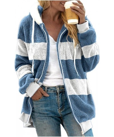 Oversized Fuzzy Fleece Jackets For Women,Fashion 2023 Color Block Faux Fur Cardigan Coat Shaggy Warm Winter Outerwear 07-sky ...