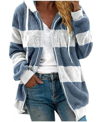 Oversized Fuzzy Fleece Jackets For Women,Fashion 2023 Color Block Faux Fur Cardigan Coat Shaggy Warm Winter Outerwear 07-sky ...