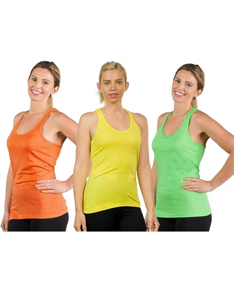 Fitness Tank Top, Workout Tanks, Racerback Bundle of 3 Grn/Ylw/Orng $10.50 Activewear