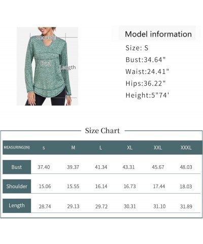 Women's Long Sleeve Workout Shirts Running Yoga Tops Athletic V Neck Sport Tee Side Split Green $16.14 Activewear