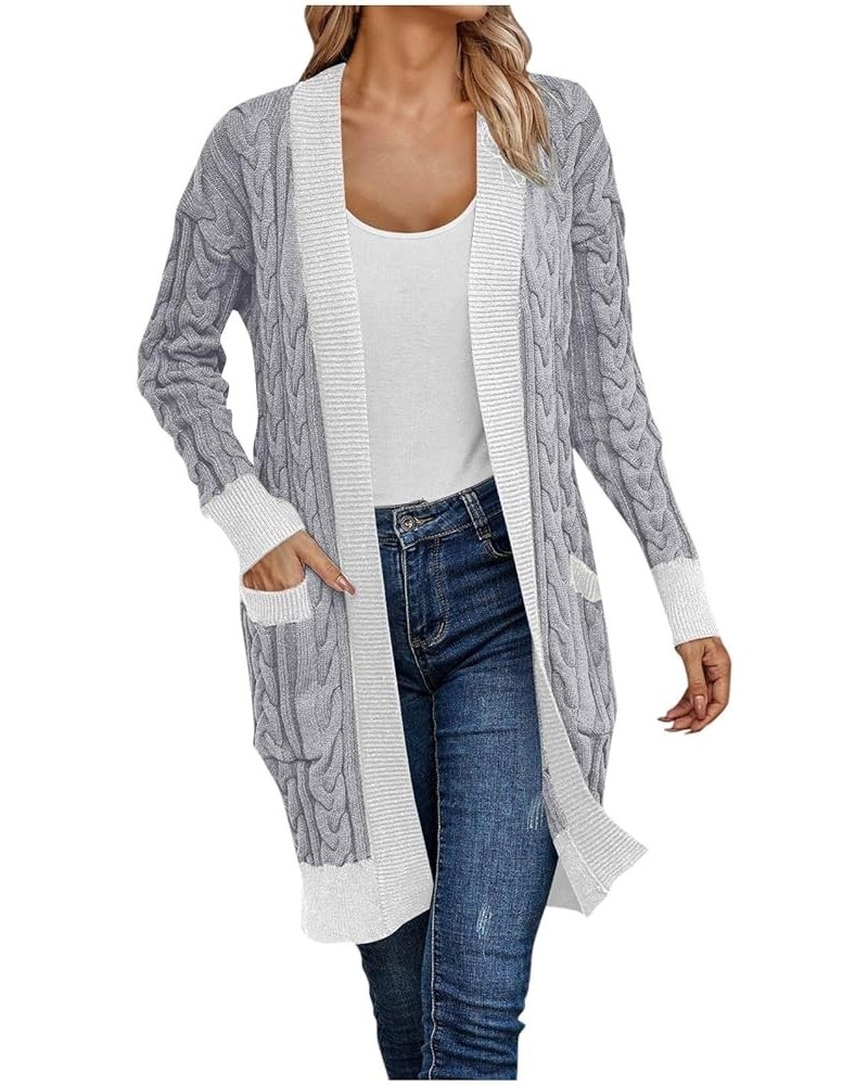 Cardigan Sweaters For Women,Women'S Solid Open Front Long Sleeve Chunky Knit Cardigans Sweater With Pockets Jackets Gray $22....