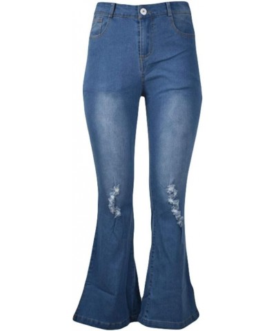 Bell Bottom Jeans for Women High Waisted Flare Jeans with Classic Wide Leg Ripped Denim Pants Distressed Bootcut Jeans 02-blu...