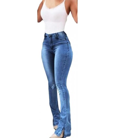 Bell Bottom Jeans for Women High Waisted Flare Jeans with Classic Wide Leg Ripped Denim Pants Distressed Bootcut Jeans 02-blu...