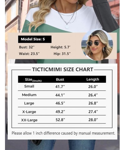 Women's Casual Long Sleeve Color Block/Solid Tops Crewneck Sweatshirts Cute Loose Fit Pullover with Pockets G- White Mint Gre...