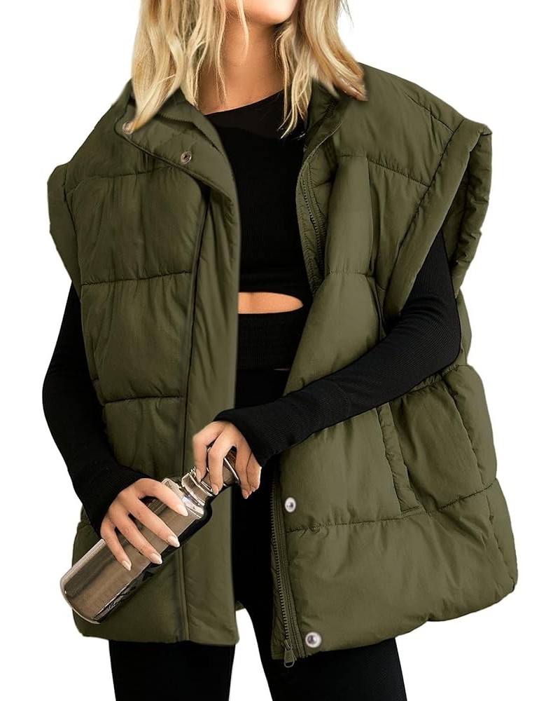 Women's Puffer Vest Stand Collar Zipper Sleeveless Jackets Winter Lightweight Vests Warm Padded Jacket Coat Army Green $26.54...