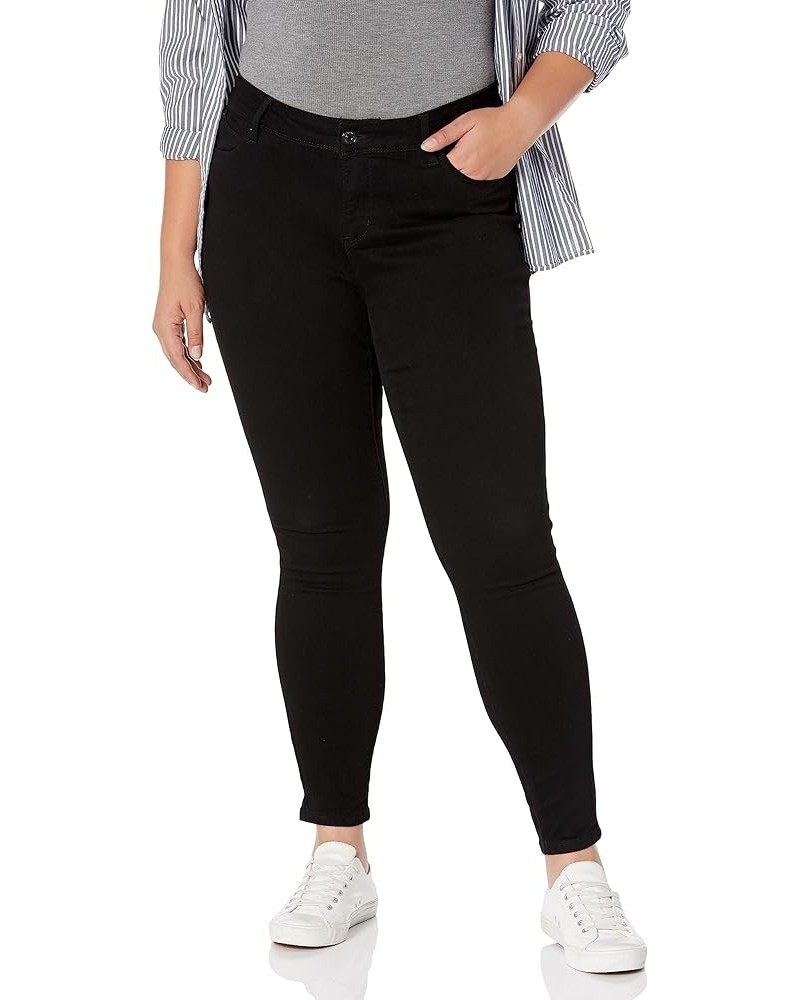 Womens Women's Plus Wannabettabutt Mid Rise 1 Button Skinny Jean with Regular HemJeans W37 Black $16.49 Jeans