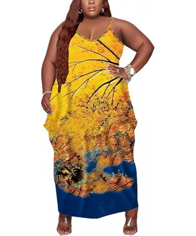 Women's Summer Plus Size Short Sleeved Long Dress Casual Loose Faith Beach Maxi Dress with Pockets 27-blue Yellow $14.70 Dresses