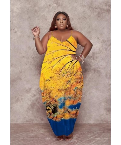 Women's Summer Plus Size Short Sleeved Long Dress Casual Loose Faith Beach Maxi Dress with Pockets 27-blue Yellow $14.70 Dresses