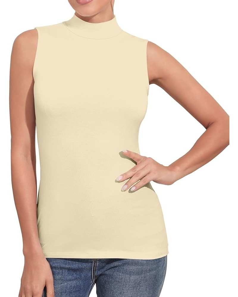 Women's Mock Turtleneck Long Sleeve/Sleeveless Basic Fitted Stretch Slim Shirts Tops Modal Sleeveless Mdl Sleeveless Nude $8....