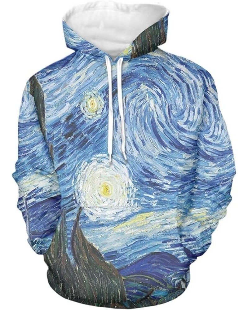 6XL Over Size Tie-dye Hoodies, Galaxy Unisex 3D Animal Splash Printed Sweatshirts Hoodie for Men Women XS-6XL Starry Night By...